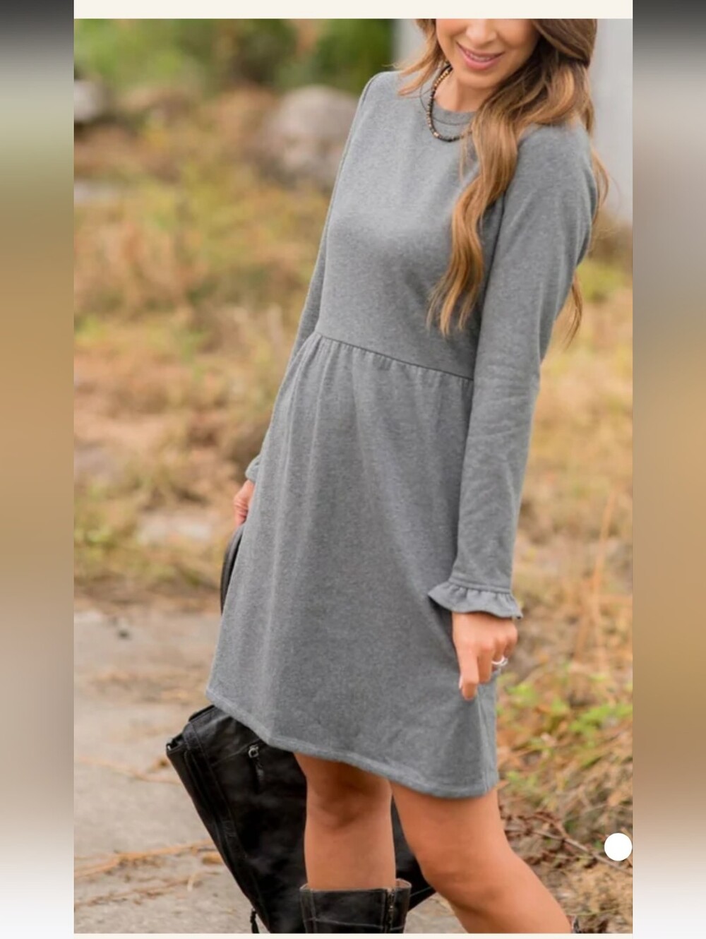 Betsey's Boutique Shop Cinched Ruffle Sleeve Sweatshirt Dress-XL